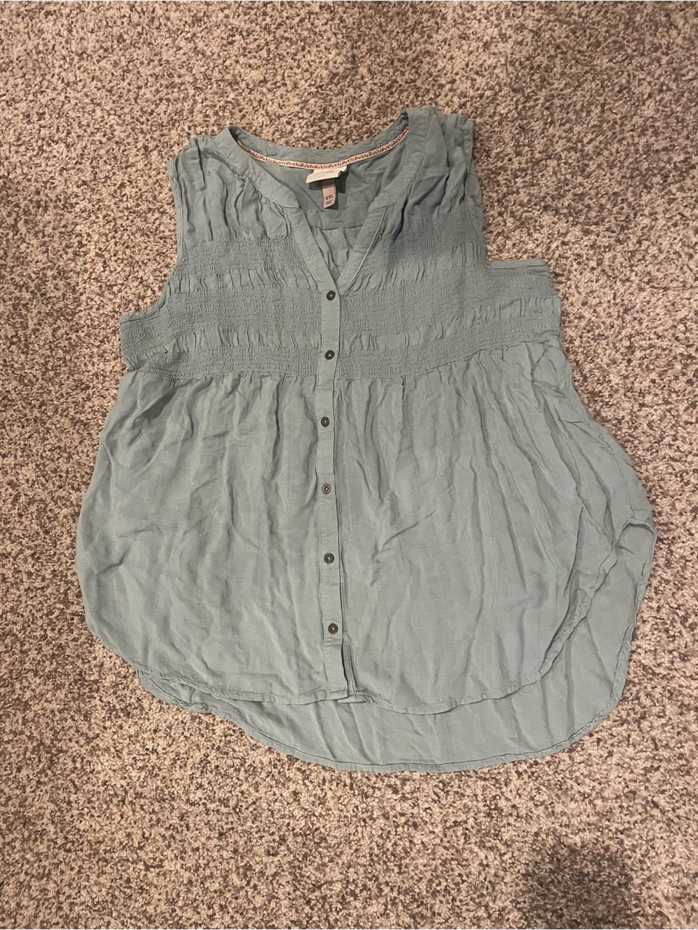 Knox Rose Light Green Blue Sleeveless Button-Front Tunic